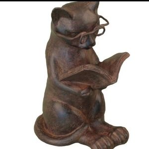 Reading cat figurine